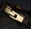 Кожаный браслет с бронзой 001047