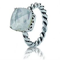 Витое серебряное кольцо с перламутром Pandora 190828MP